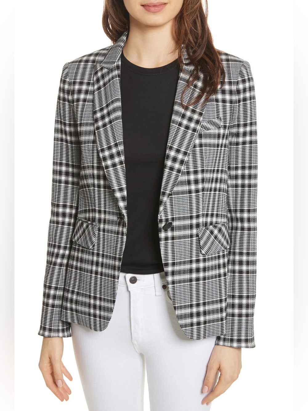 VERONICA BEARD Plaid Dickey Jacket One Button Black Blue Glen Plaid Size 2 EUC - Picture 14 of 16